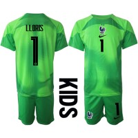 Camisa de time de futebol França Hugo Lloris #1 Goleiro Replicas 2º Equipamento Infantil Mundo 2022 Manga Curta (+ Calças curtas)
